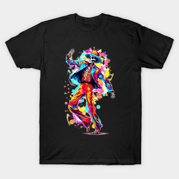 Colorful Day of the Dead Dia de Los Muertos Dancing Skeleton T-Shirt by Tees 4 Thee